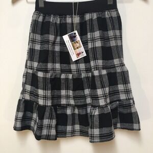 Skirt Flannel Girls 4/5 Midi Black Plaid Ruffle Tiered Cotton Mom and Pop's Kids